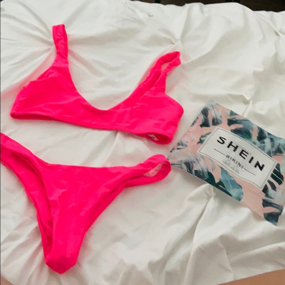 Brand new neon pink cheeky bikini swimsuit